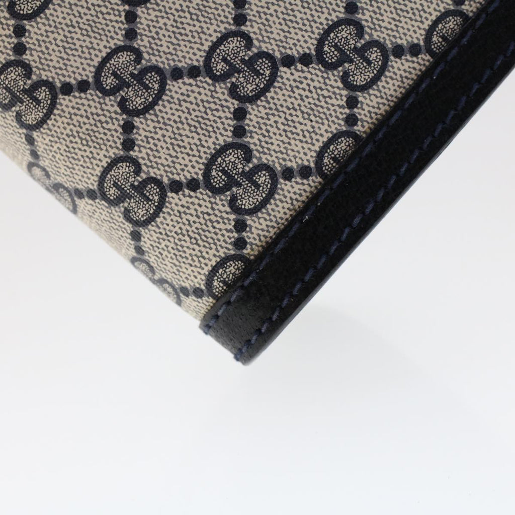 GUCCI GG Canvas Sherry Line Clutch Bag PVC Leather Navy Red yk7884