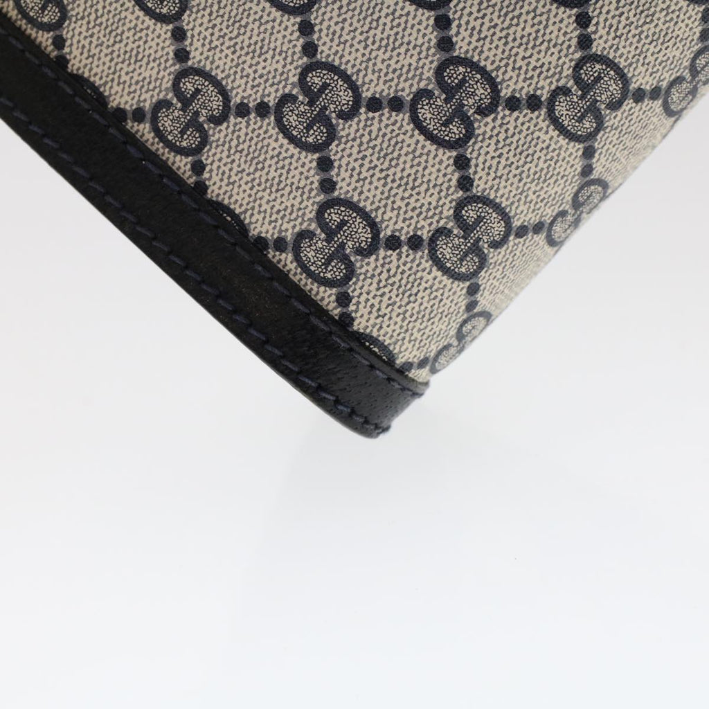GUCCI GG Canvas Sherry Line Clutch Bag PVC Leather Navy Red yk7884