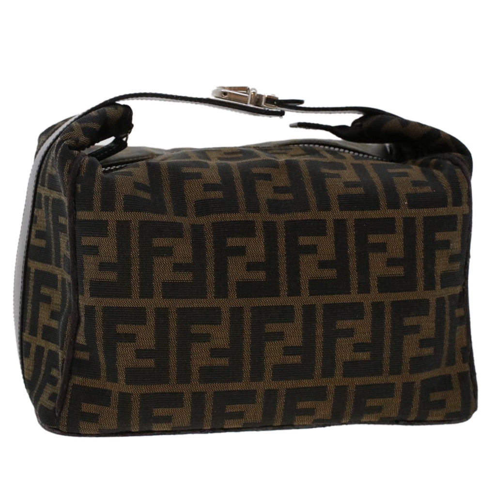 FENDI Zucca Canvas Hand Bag Nylon Brown Black yk7887