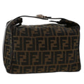 FENDI Zucca Canvas Hand Bag Nylon Brown Black yk7887