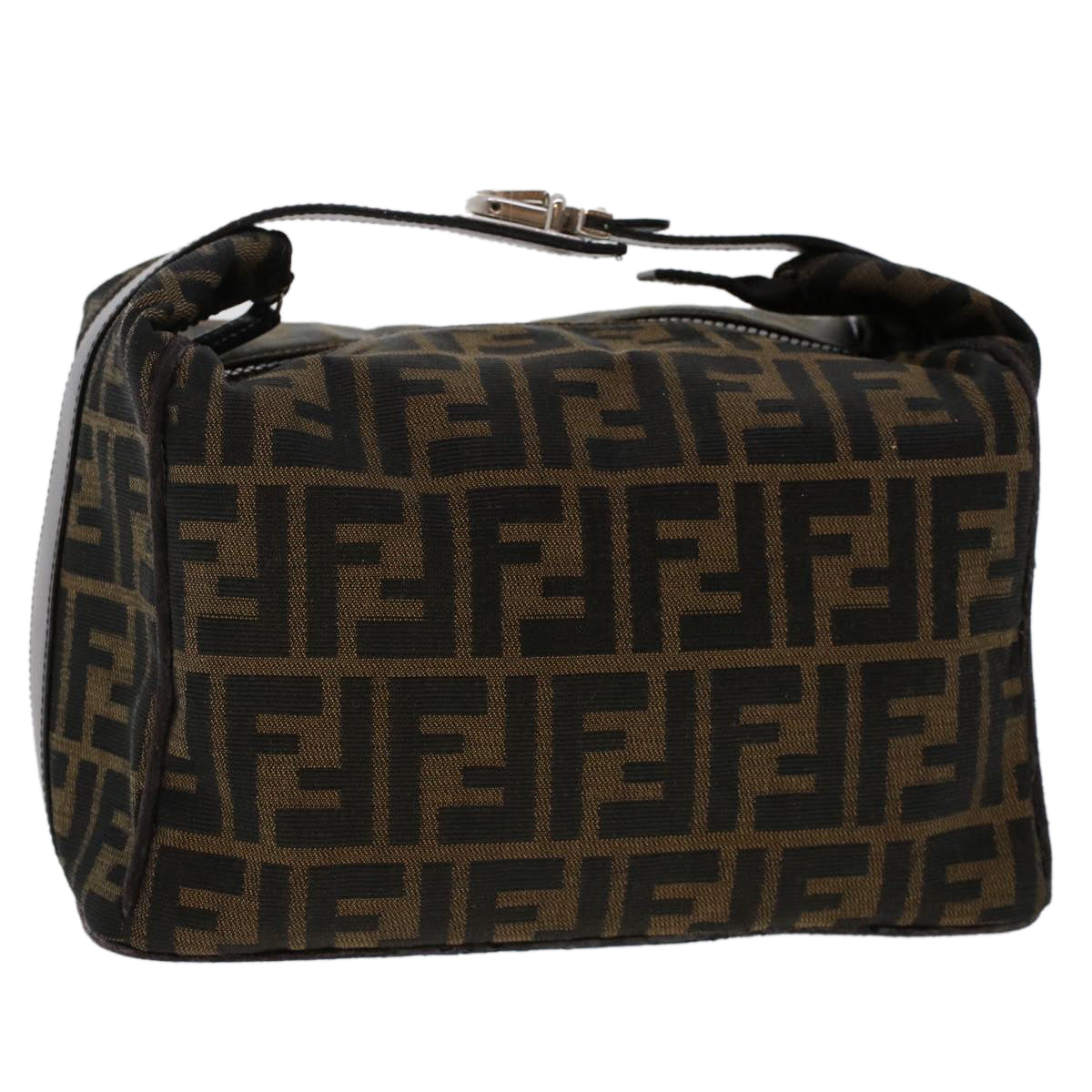 FENDI Zucca Canvas Hand Bag Nylon Brown Black yk7887