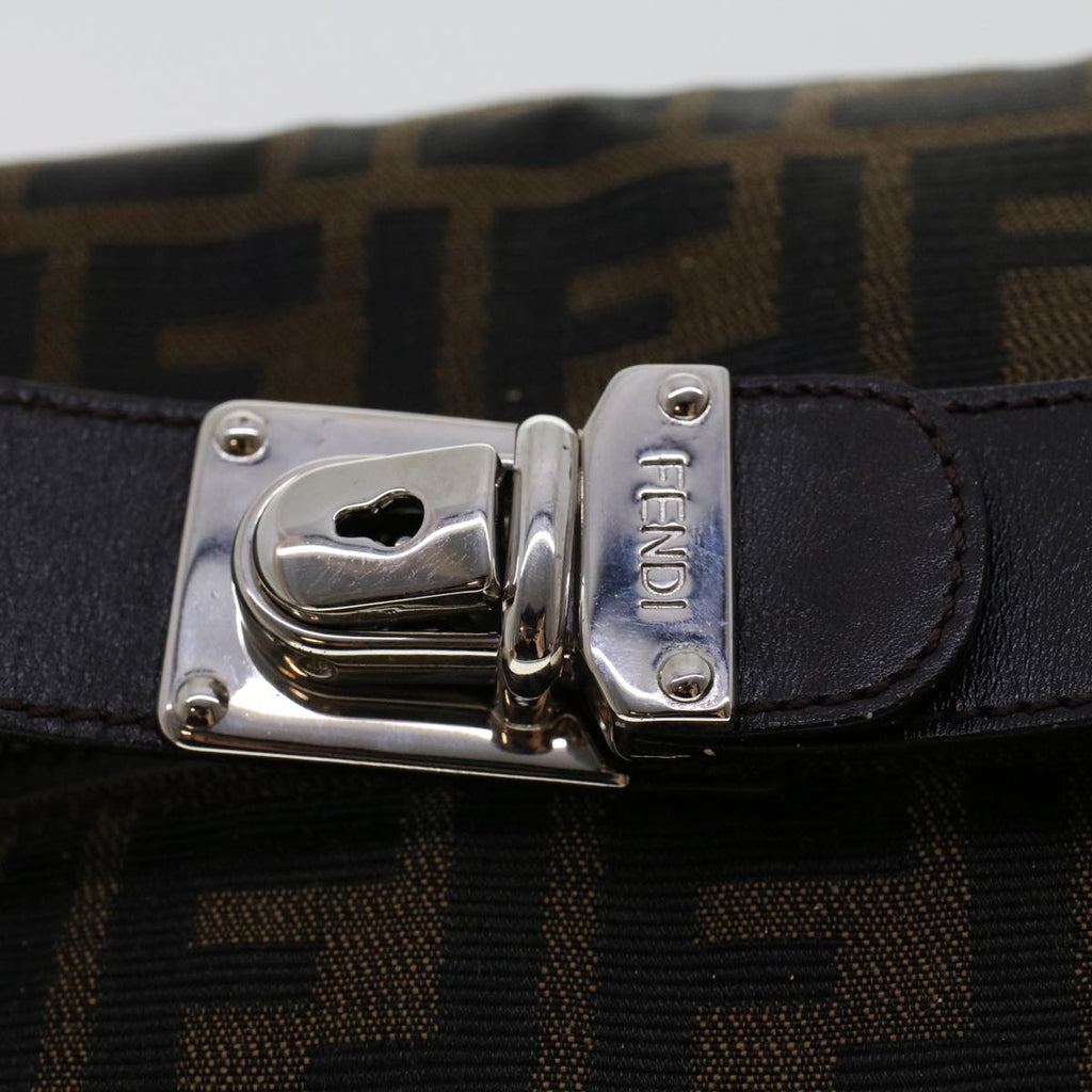 FENDI Zucca Canvas Hand Bag Nylon Brown Black yk7887