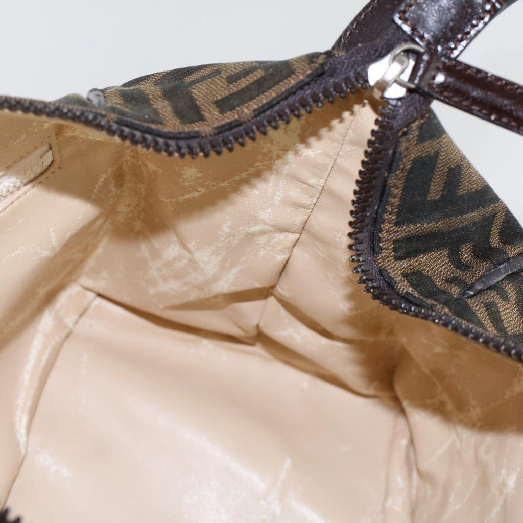 FENDI Zucca Canvas Hand Bag Nylon Brown Black yk7887