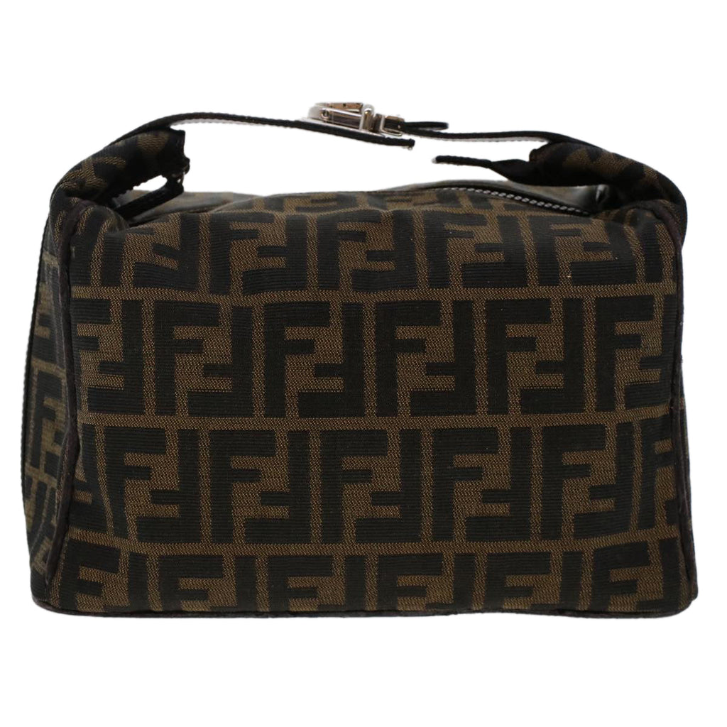 FENDI Zucca Canvas Hand Bag Nylon Brown Black yk7887