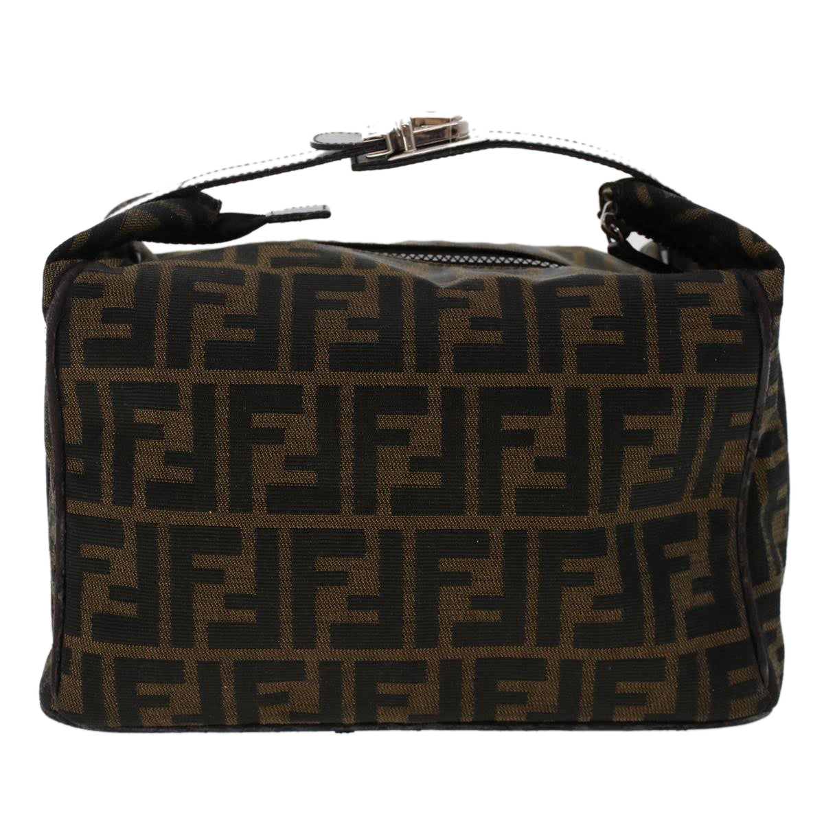 FENDI Zucca Canvas Hand Bag Nylon Brown Black yk7887