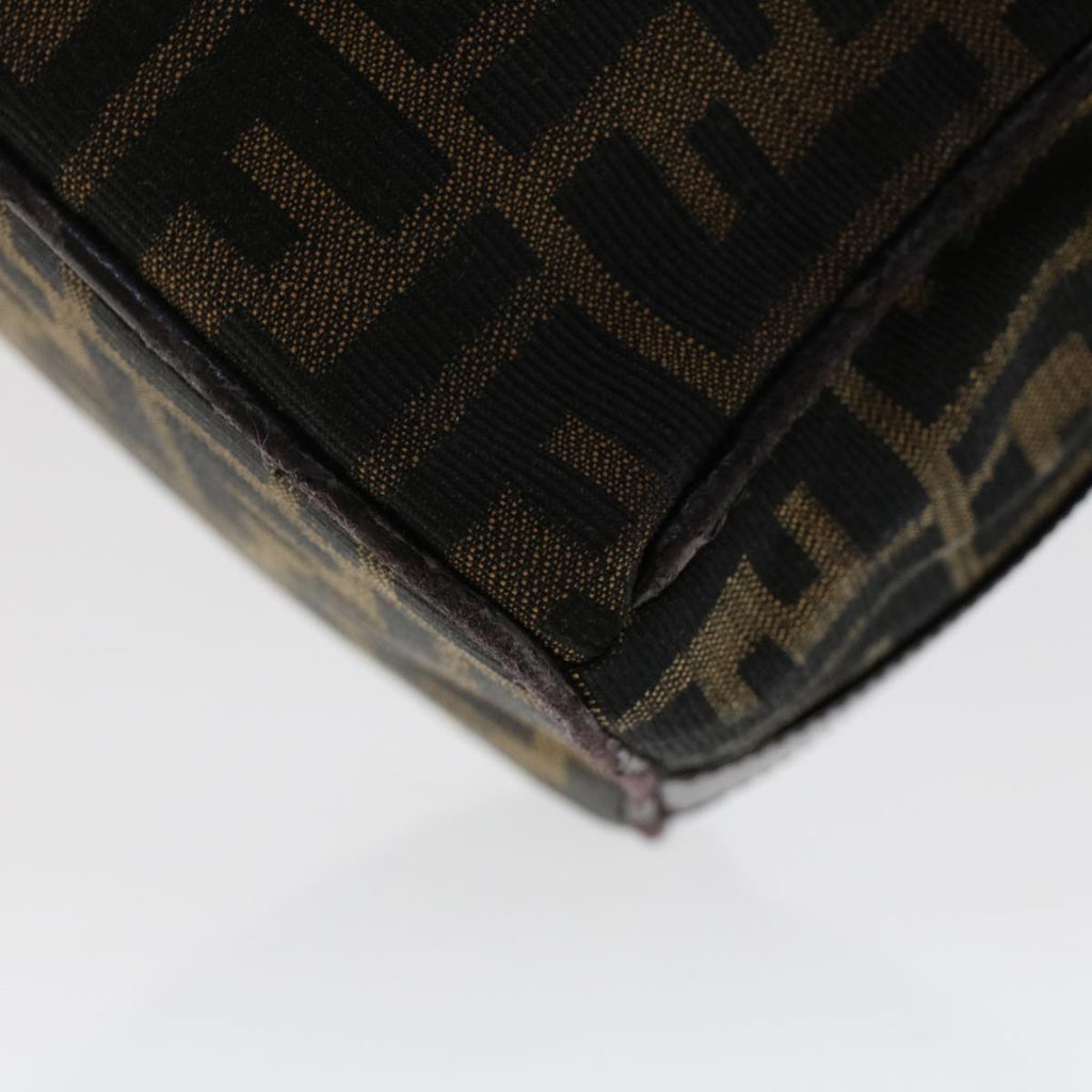 FENDI Zucca Canvas Hand Bag Nylon Brown Black yk7887