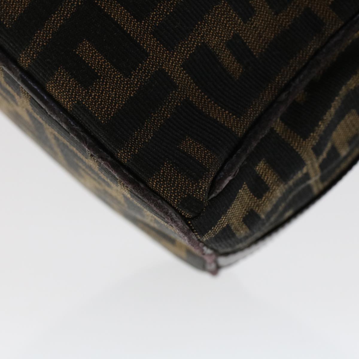 FENDI Zucca Canvas Hand Bag Nylon Brown Black yk7887