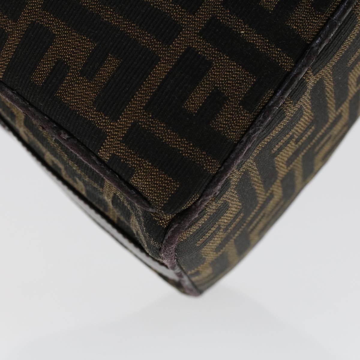 FENDI Zucca Canvas Hand Bag Nylon Brown Black yk7887