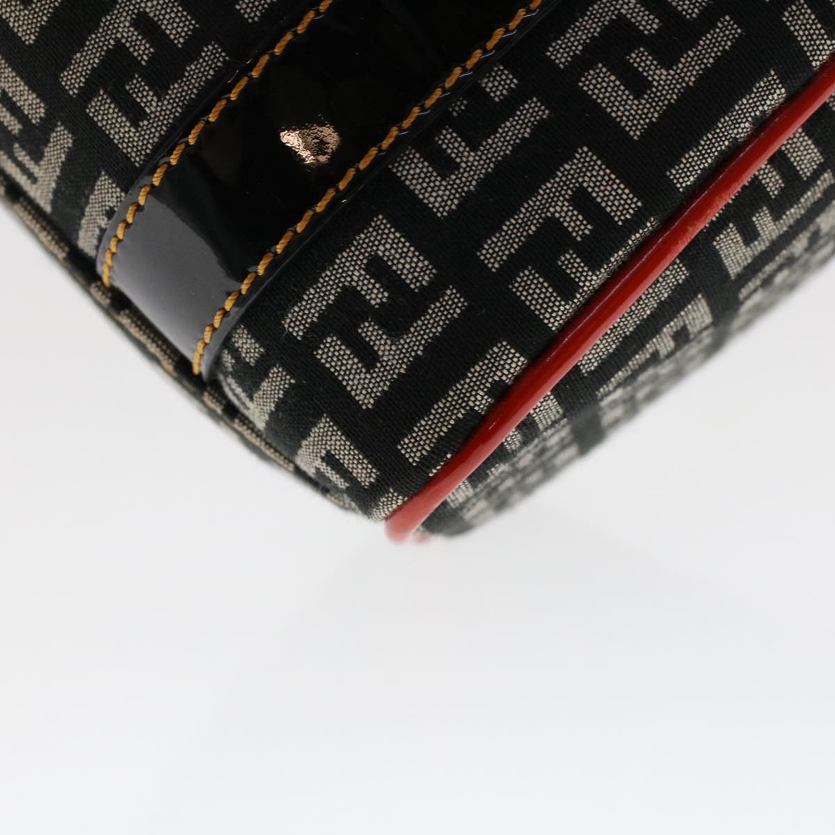FENDI Zucchino Canvas Mini Boston Bag Black Multicolor yk7905