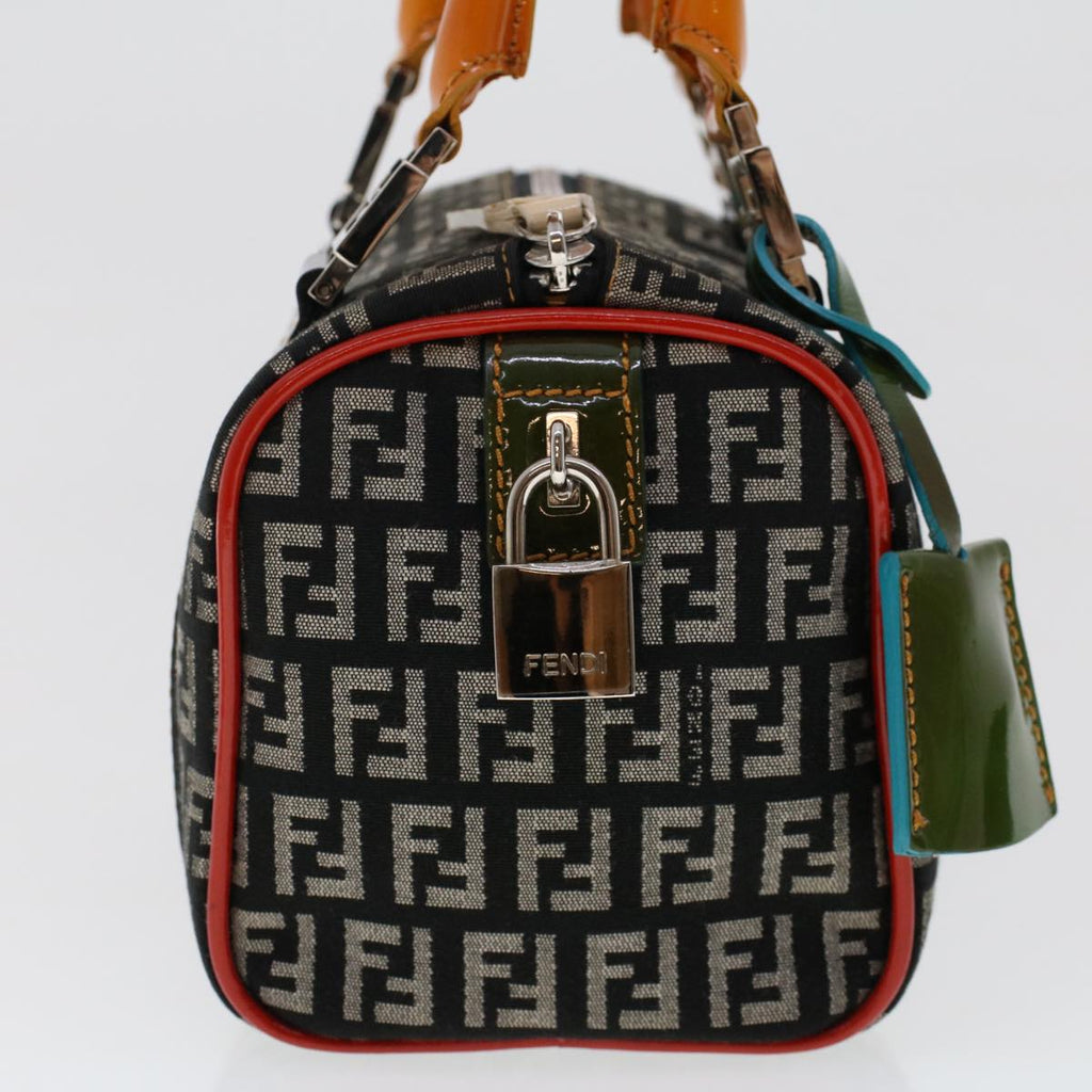 FENDI Zucchino Canvas Mini Boston Bag Black Multicolor yk7905