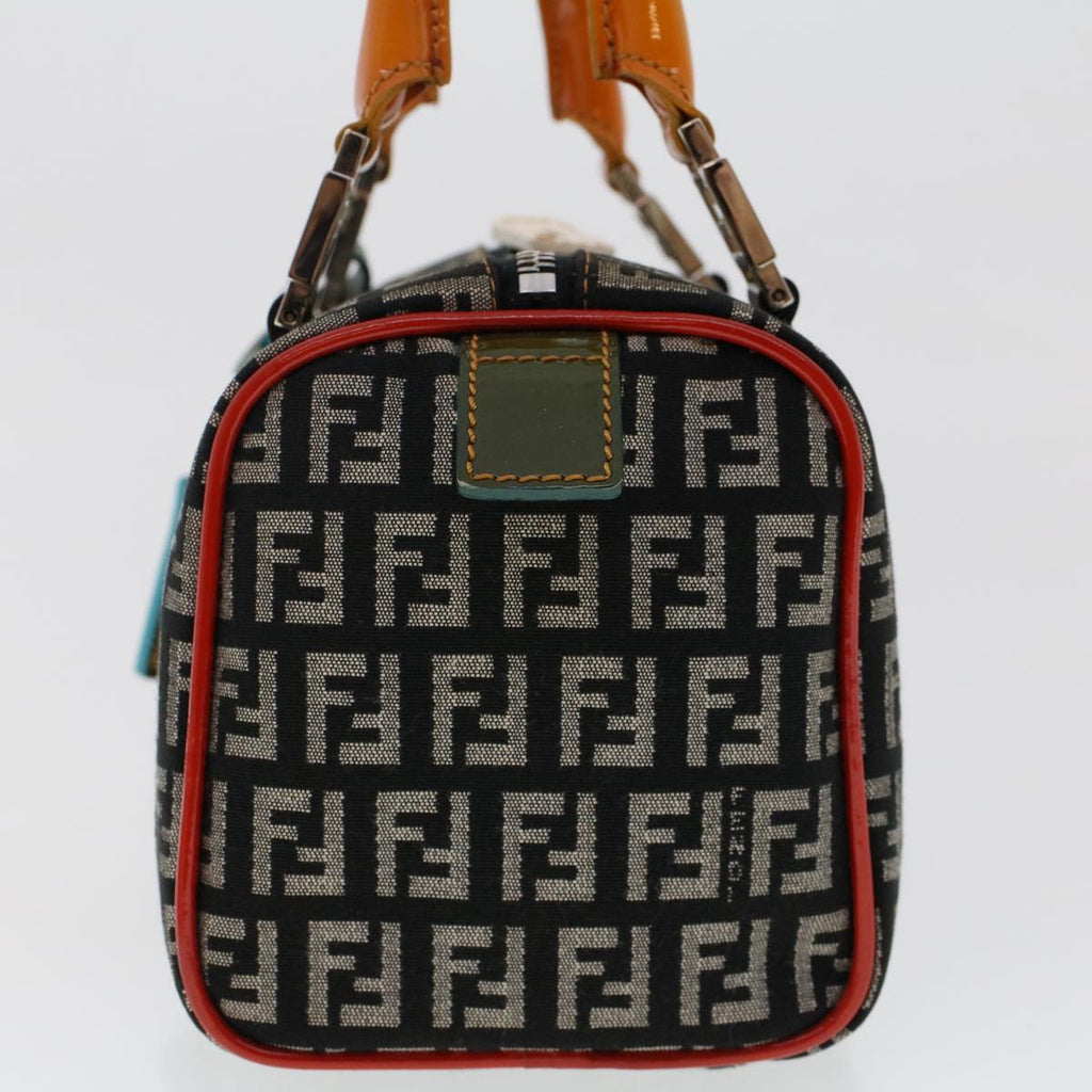 FENDI Zucchino Canvas Mini Boston Bag Black Multicolor yk7905