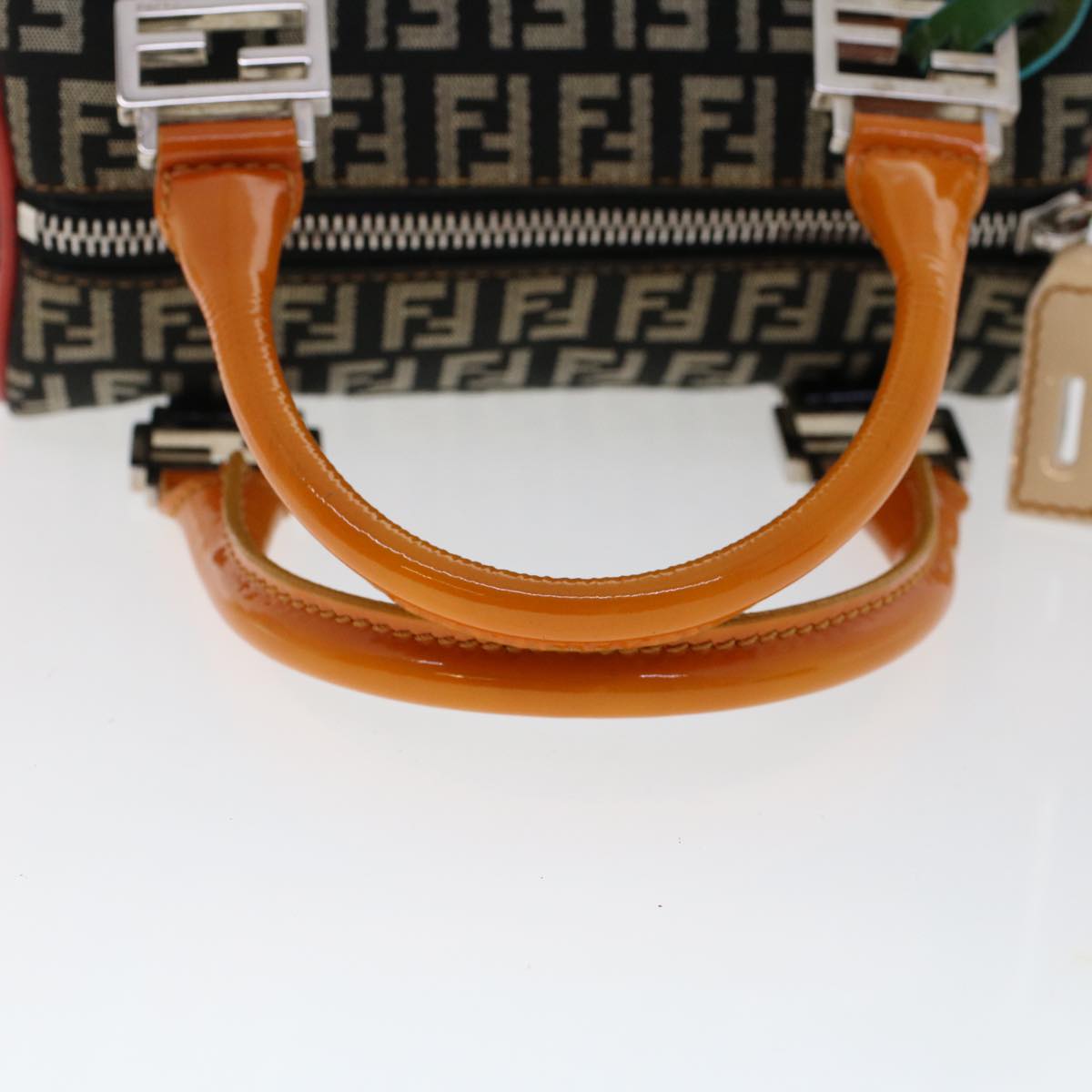 FENDI Zucchino Canvas Mini Boston Bag Black Multicolor yk7905