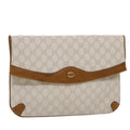 GUCCI GG Canvas Clutch Bag PVC Leather White Brown yk7923