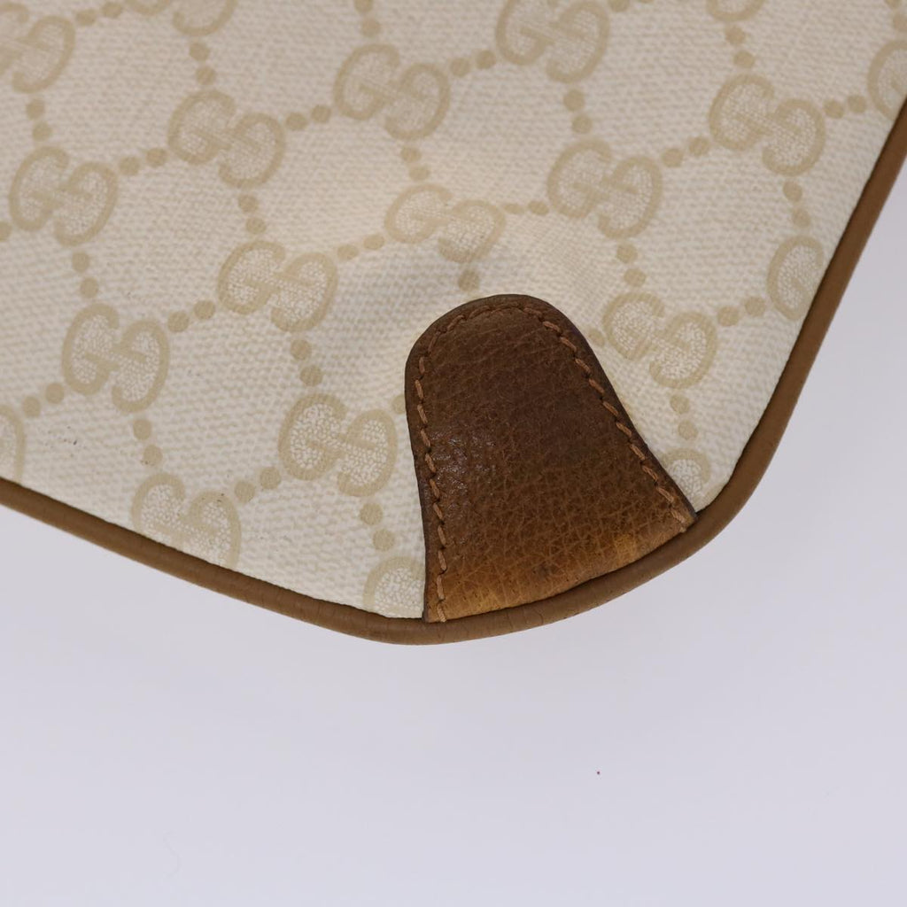 GUCCI GG Canvas Clutch Bag PVC Leather White Brown yk7923