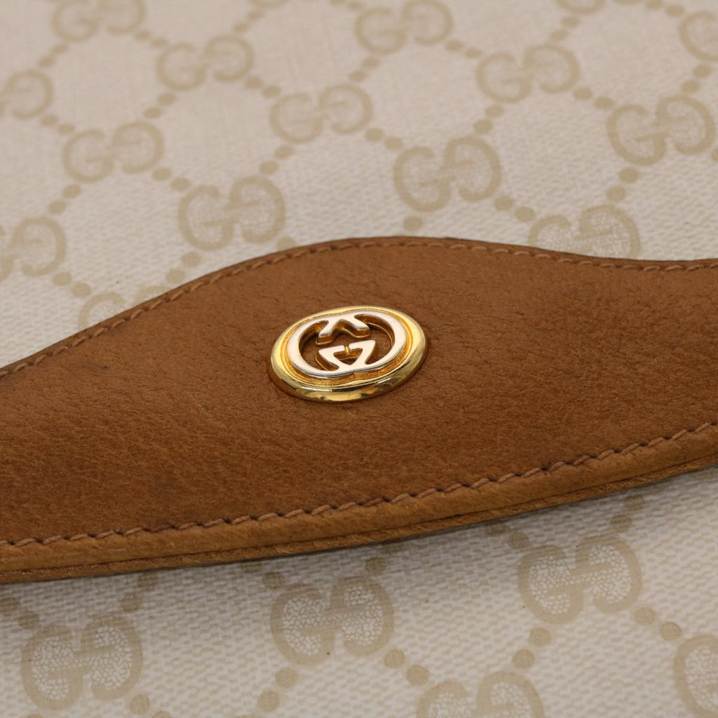 GUCCI GG Canvas Clutch Bag PVC Leather White Brown yk7923