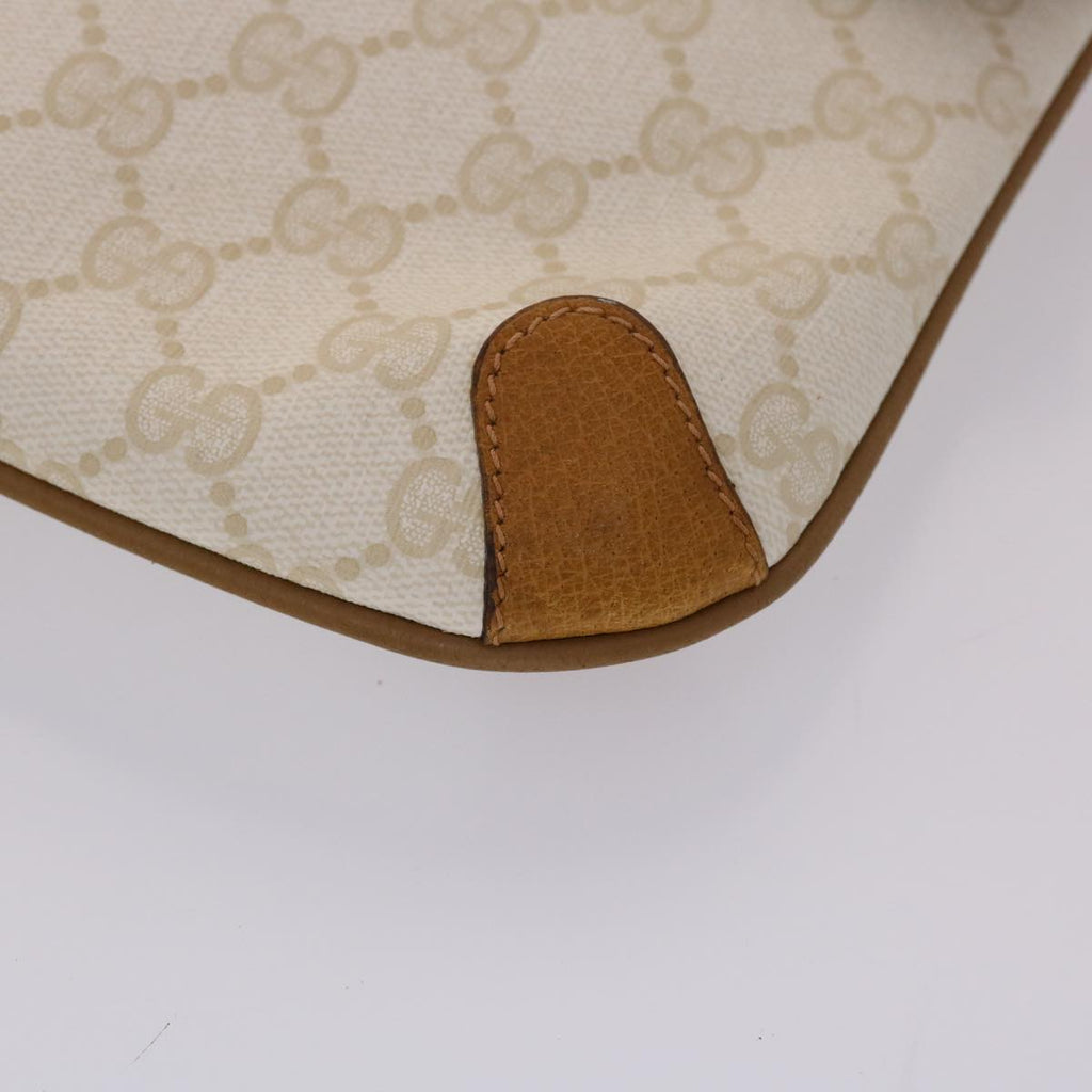 GUCCI GG Canvas Clutch Bag PVC Leather White Brown yk7923