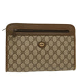 GUCCI GG Canvas Clutch Bag PVC Leather Beige yk7935B