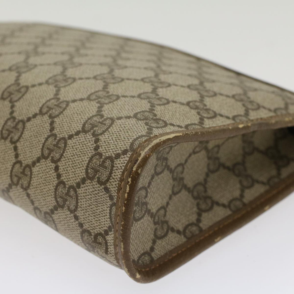 GUCCI GG Canvas Clutch Bag PVC Leather Beige yk7935B