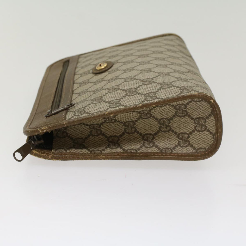 GUCCI GG Canvas Clutch Bag PVC Leather Beige yk7935B