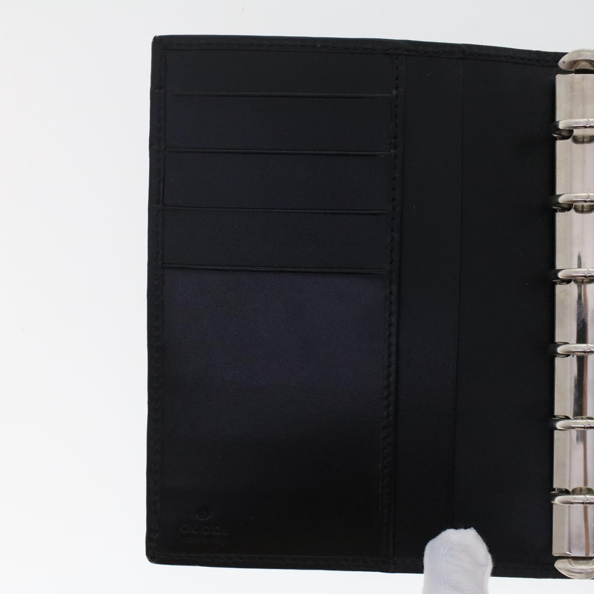GUCCI GG Canvas Jackie Day Planner Cover Leather Black yk7939