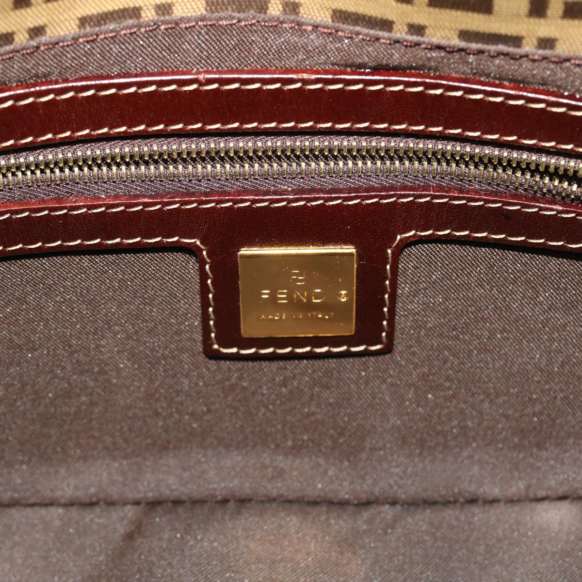 FENDI Zucchino Canvas Mamma Baguette Shoulder Bag Brown yk7943
