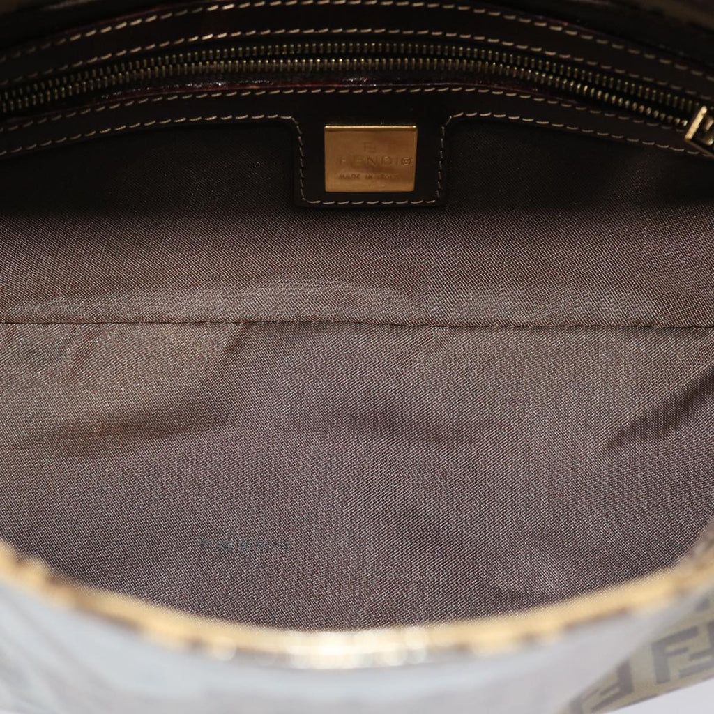 FENDI Zucchino Canvas Mamma Baguette Shoulder Bag Brown yk7943