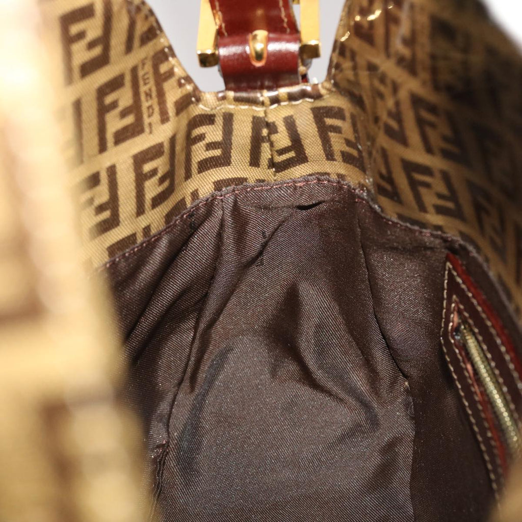 FENDI Zucchino Canvas Mamma Baguette Shoulder Bag Brown yk7943
