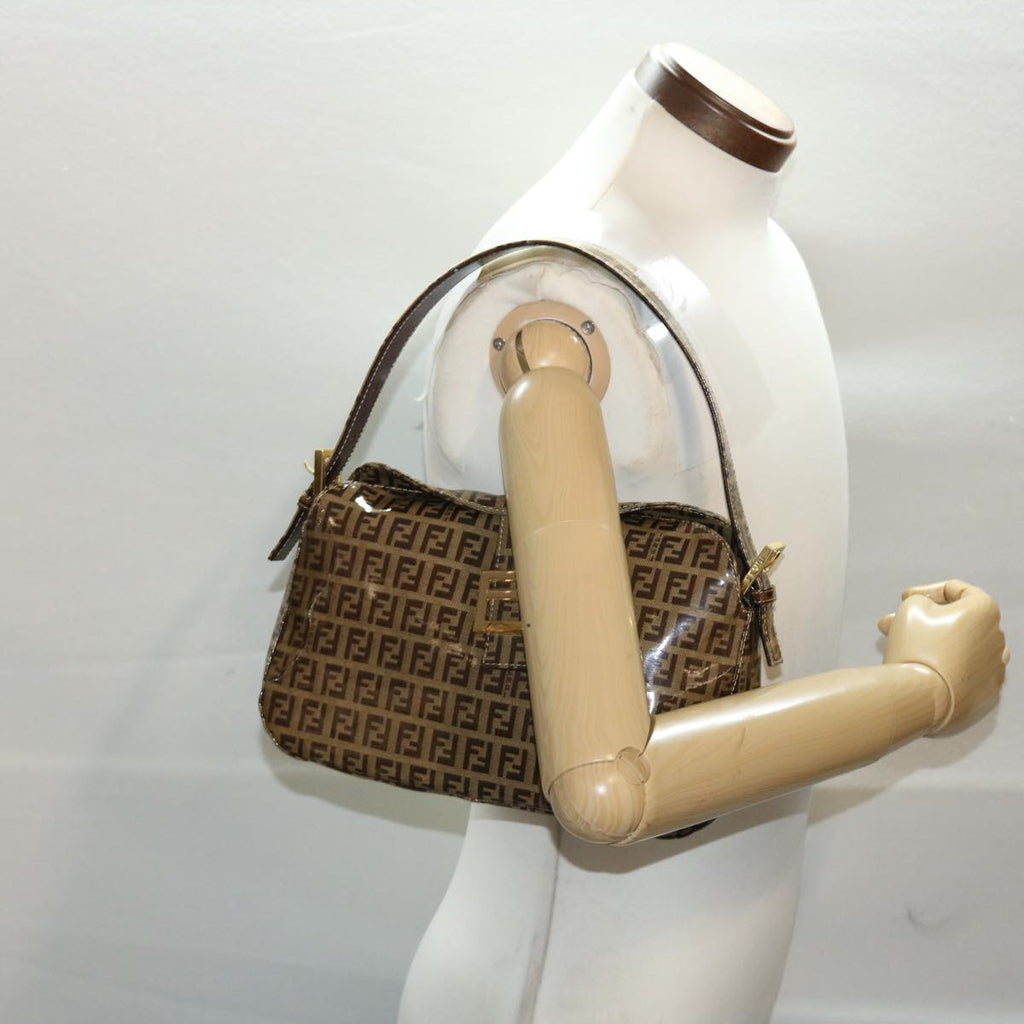 FENDI Zucchino Canvas Mamma Baguette Shoulder Bag Brown yk7943