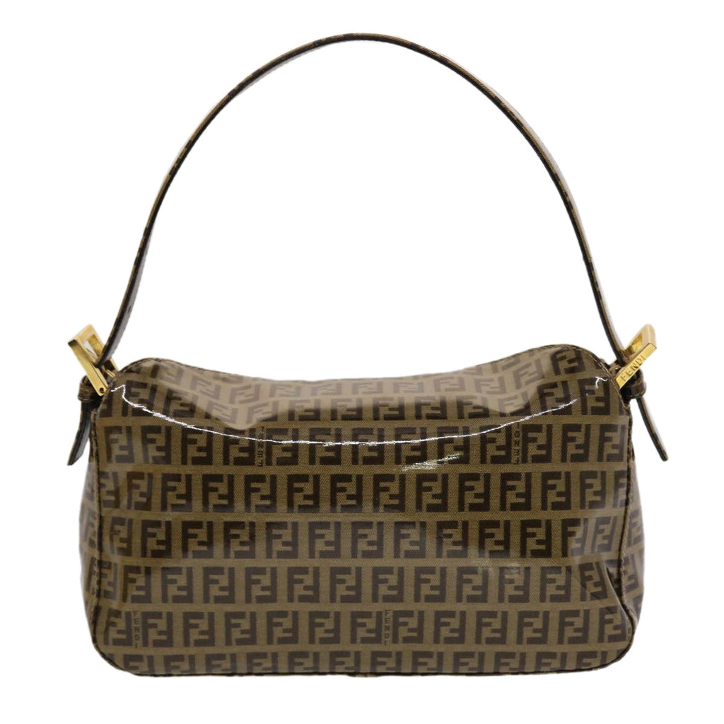 FENDI Zucchino Canvas Mamma Baguette Shoulder Bag Brown yk7943