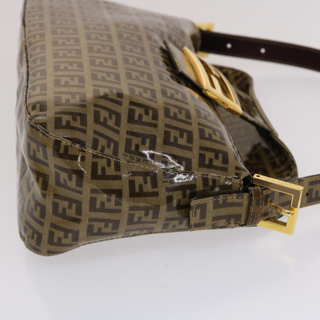 FENDI Zucchino Canvas Mamma Baguette Shoulder Bag Brown yk7943