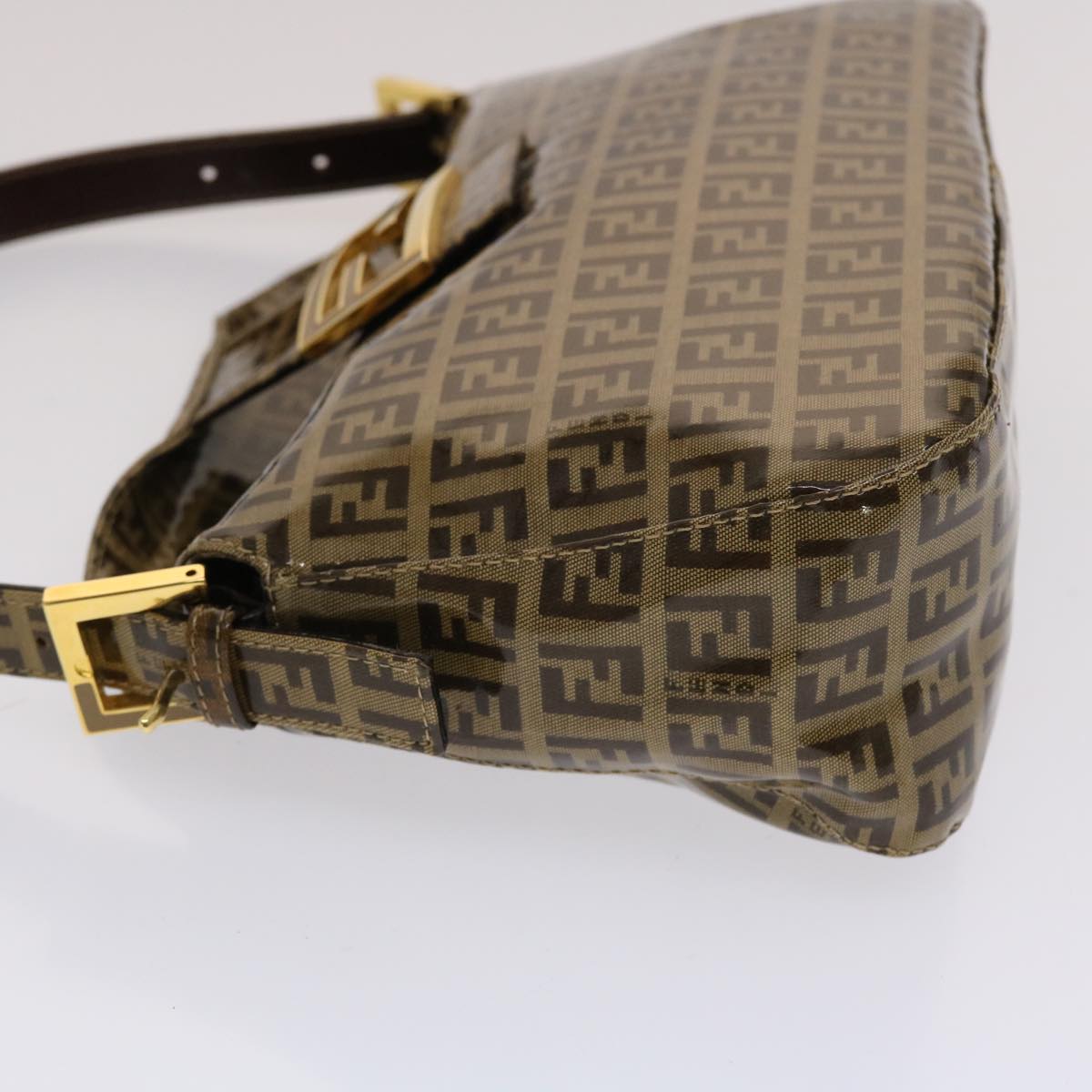 FENDI Zucchino Canvas Mamma Baguette Shoulder Bag Brown yk7943