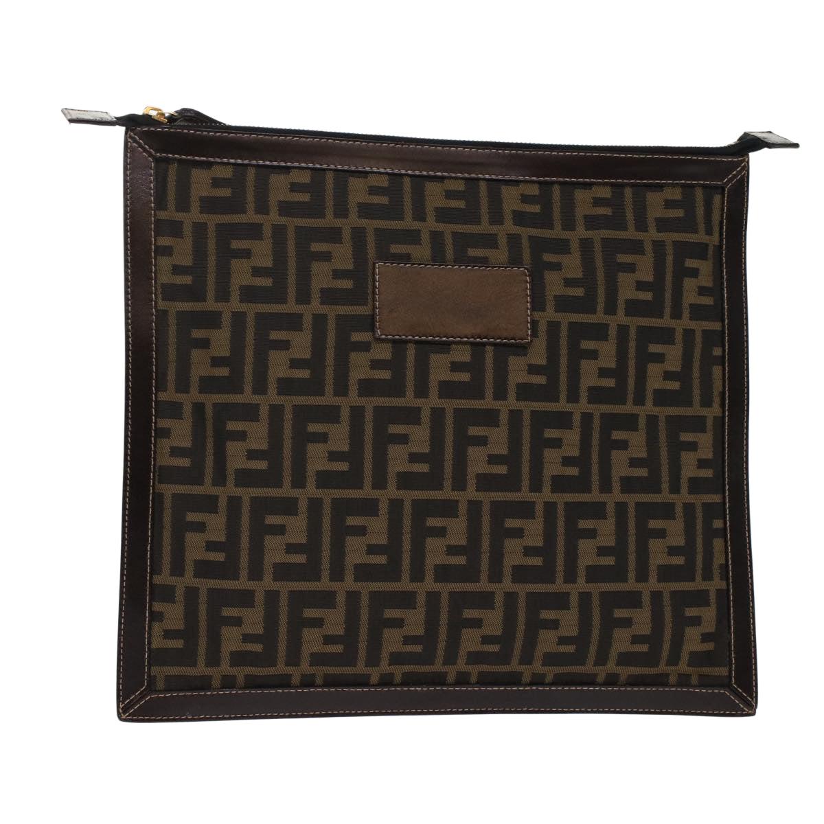 FENDI Zucca Canvas Clutch Bag Black Brown yk7944