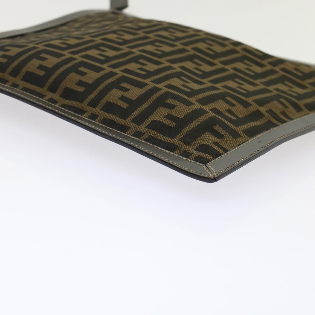 FENDI Zucca Canvas Clutch Bag Black Brown yk7944