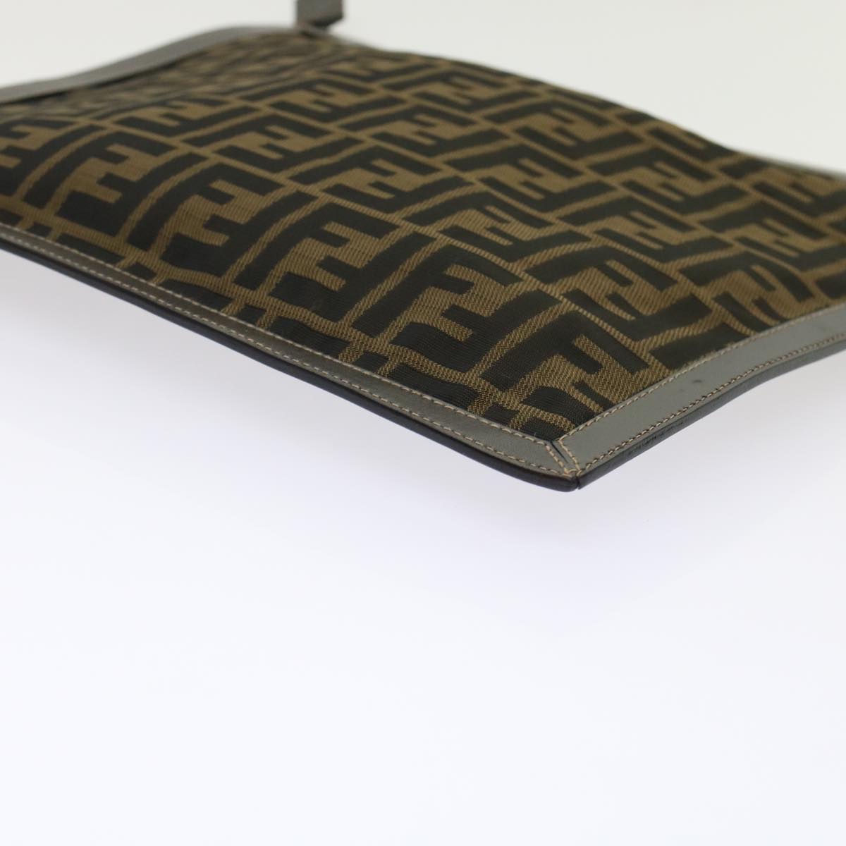 FENDI Zucca Canvas Clutch Bag Black Brown yk7944