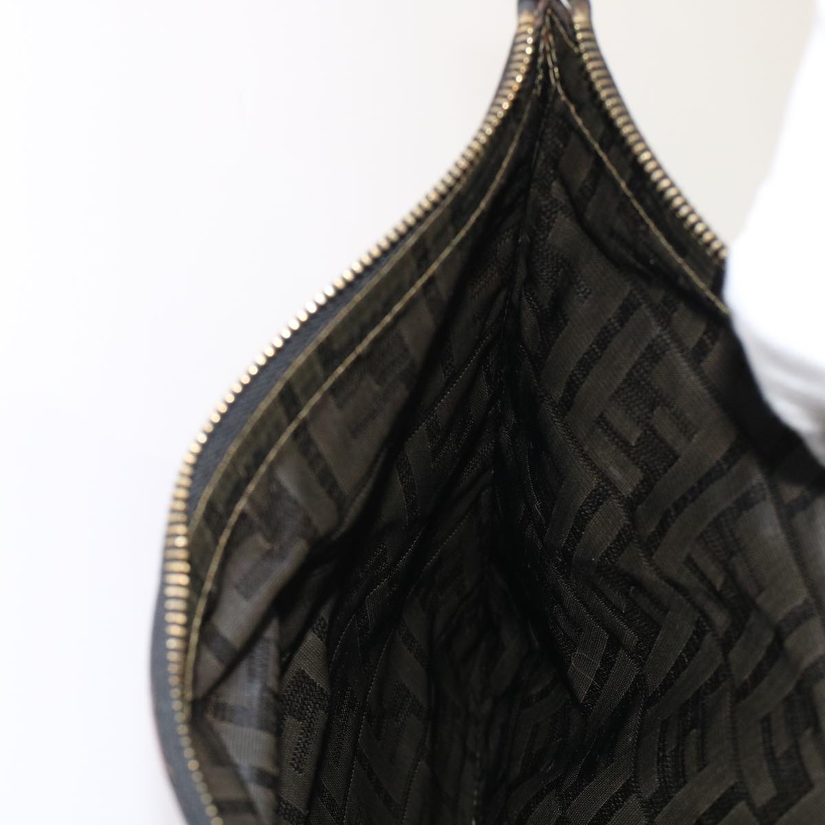 FENDI Zucca Canvas Clutch Bag Black Brown yk7944