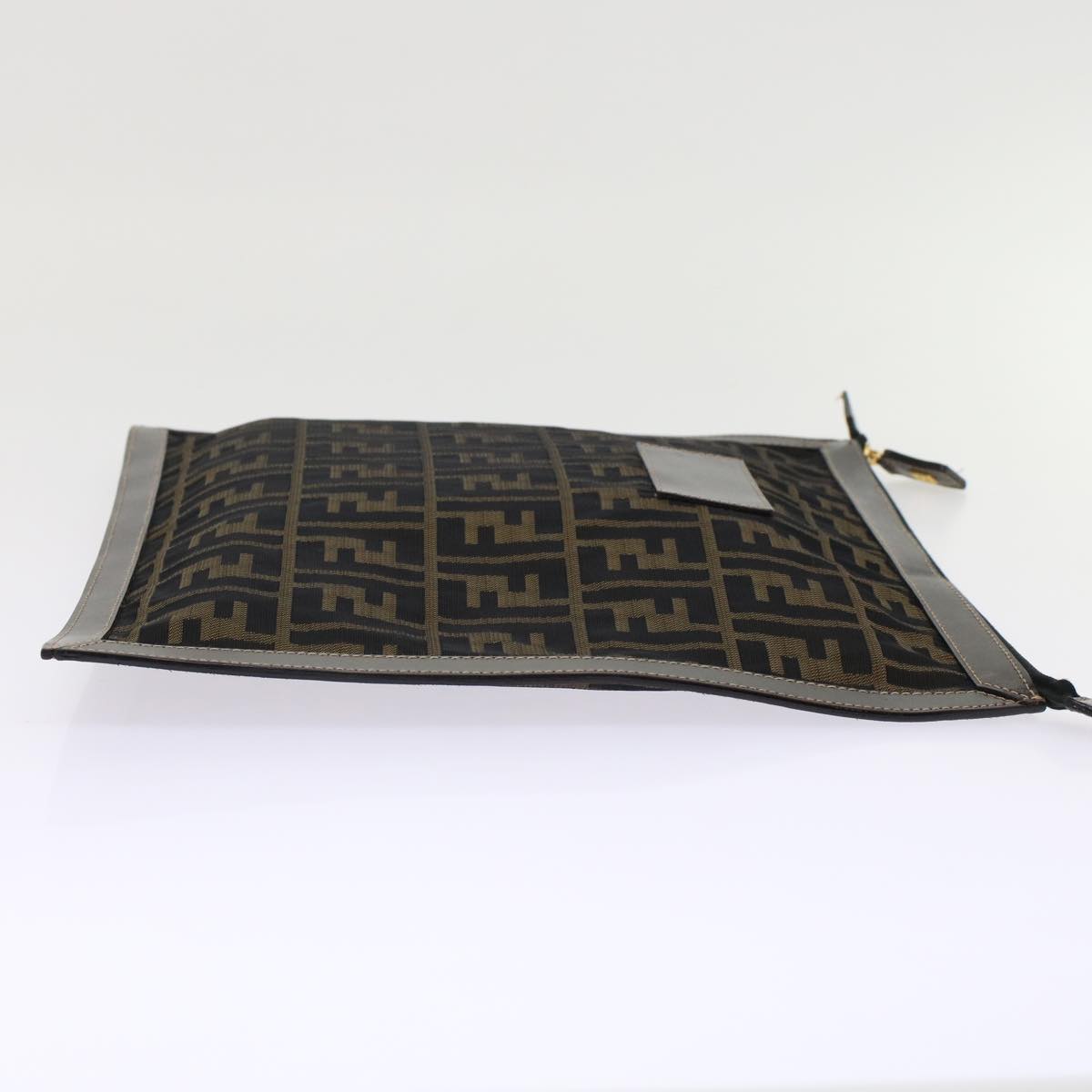 FENDI Zucca Canvas Clutch Bag Black Brown yk7944