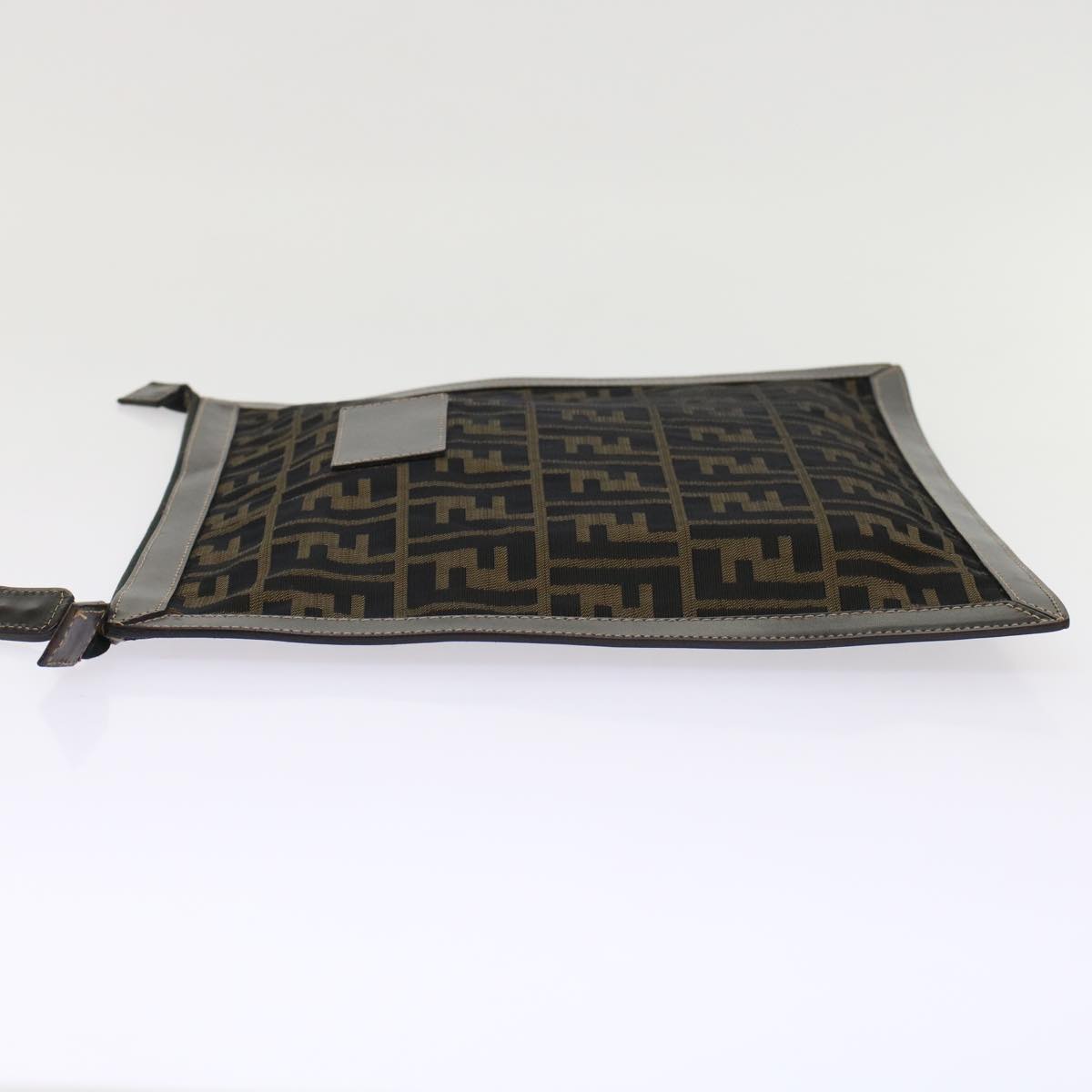 FENDI Zucca Canvas Clutch Bag Black Brown yk7944