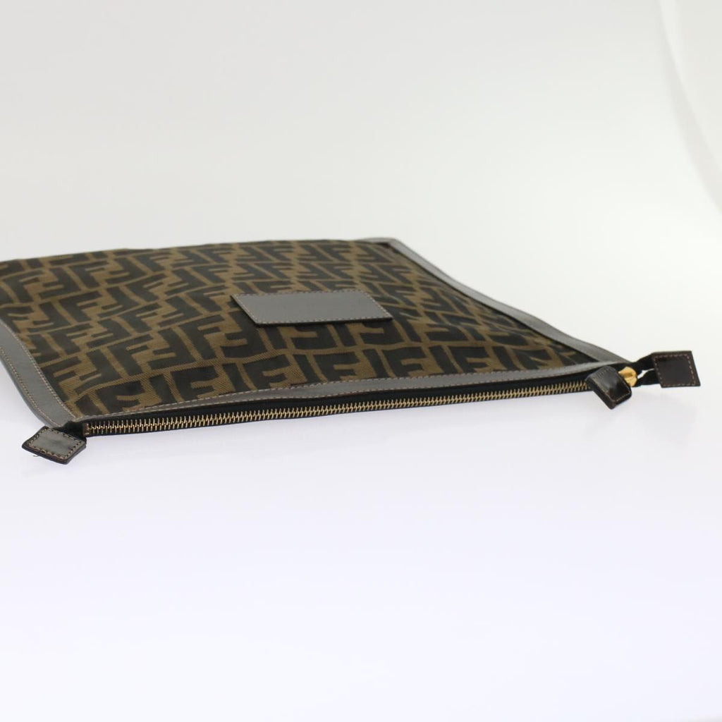 FENDI Zucca Canvas Clutch Bag Black Brown yk7944