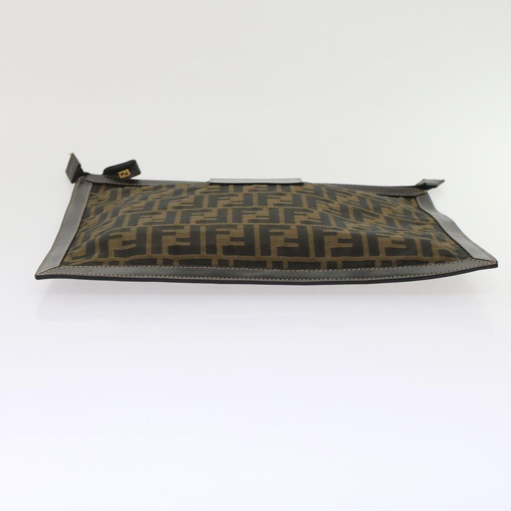 FENDI Zucca Canvas Clutch Bag Black Brown yk7944