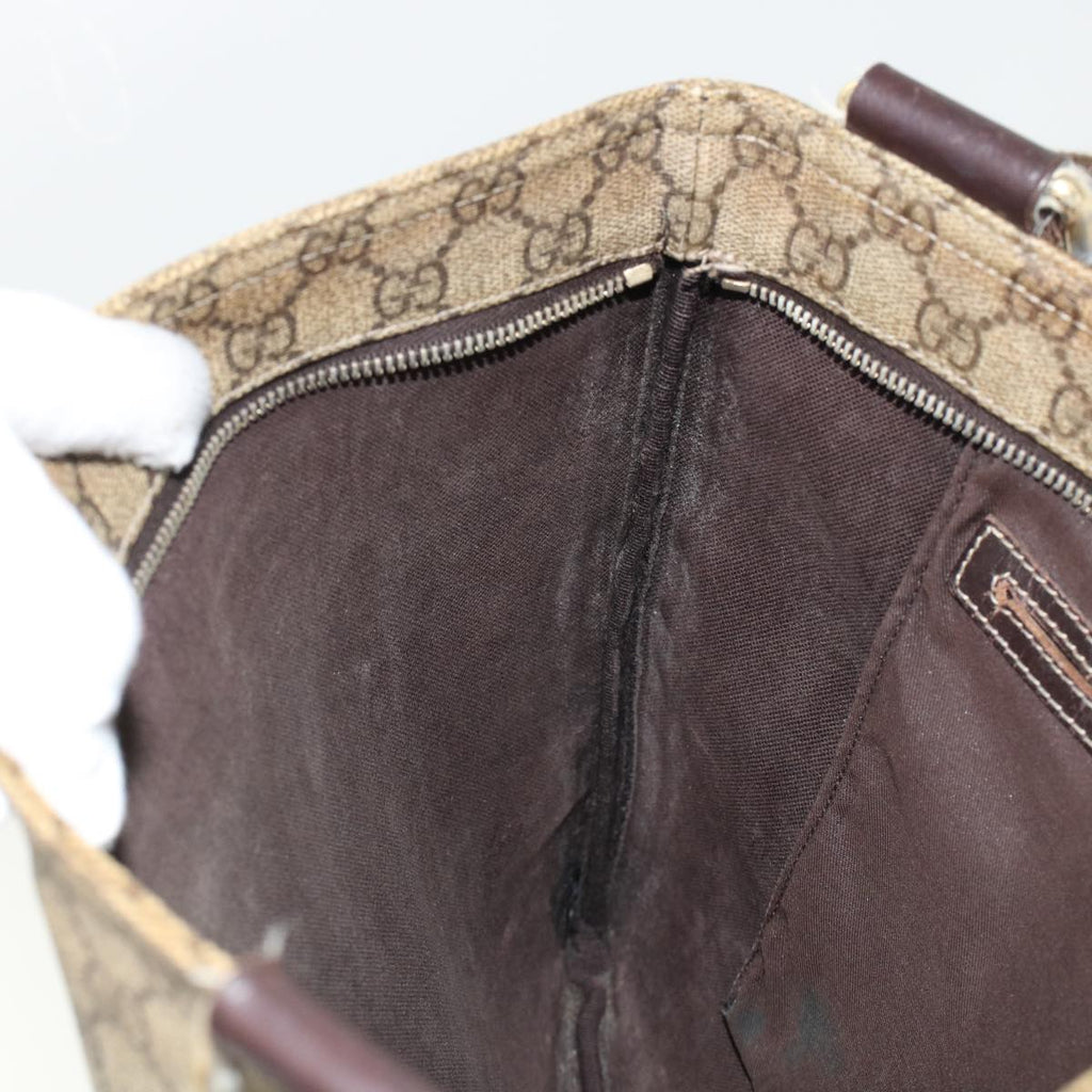 GUCCI GG Canvas Shoulder Bag PVC Leather Beige 201446 yk7961