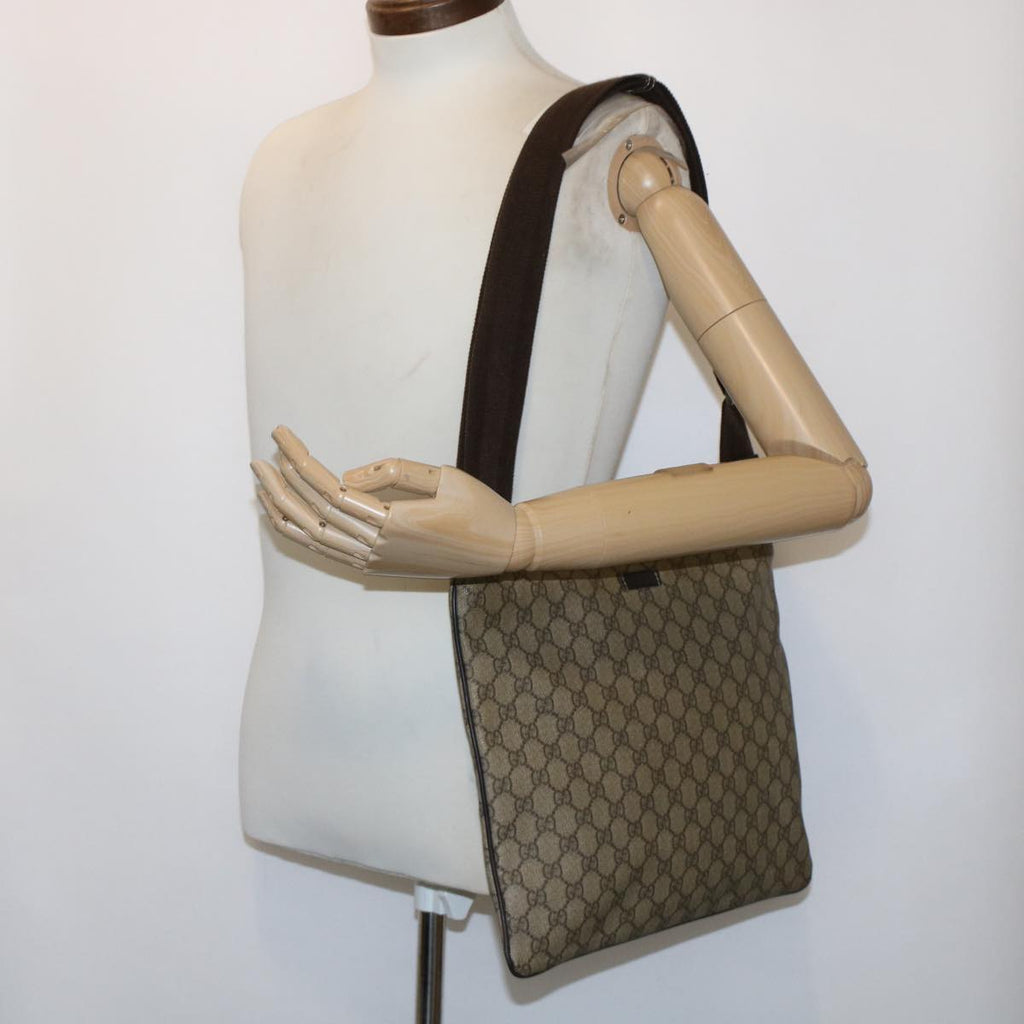 GUCCI GG Canvas Shoulder Bag PVC Leather Beige 201446 yk7961