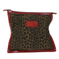 FENDI Leopard Clutch Bag Nylon Leather Black Brown Red yk7980