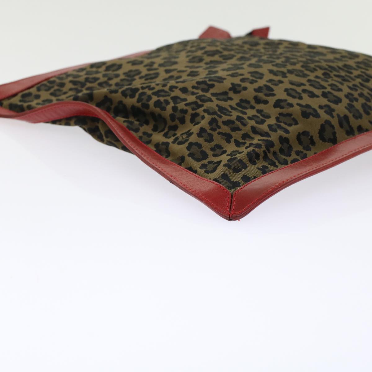FENDI Leopard Clutch Bag Nylon Leather Black Brown Red yk7980