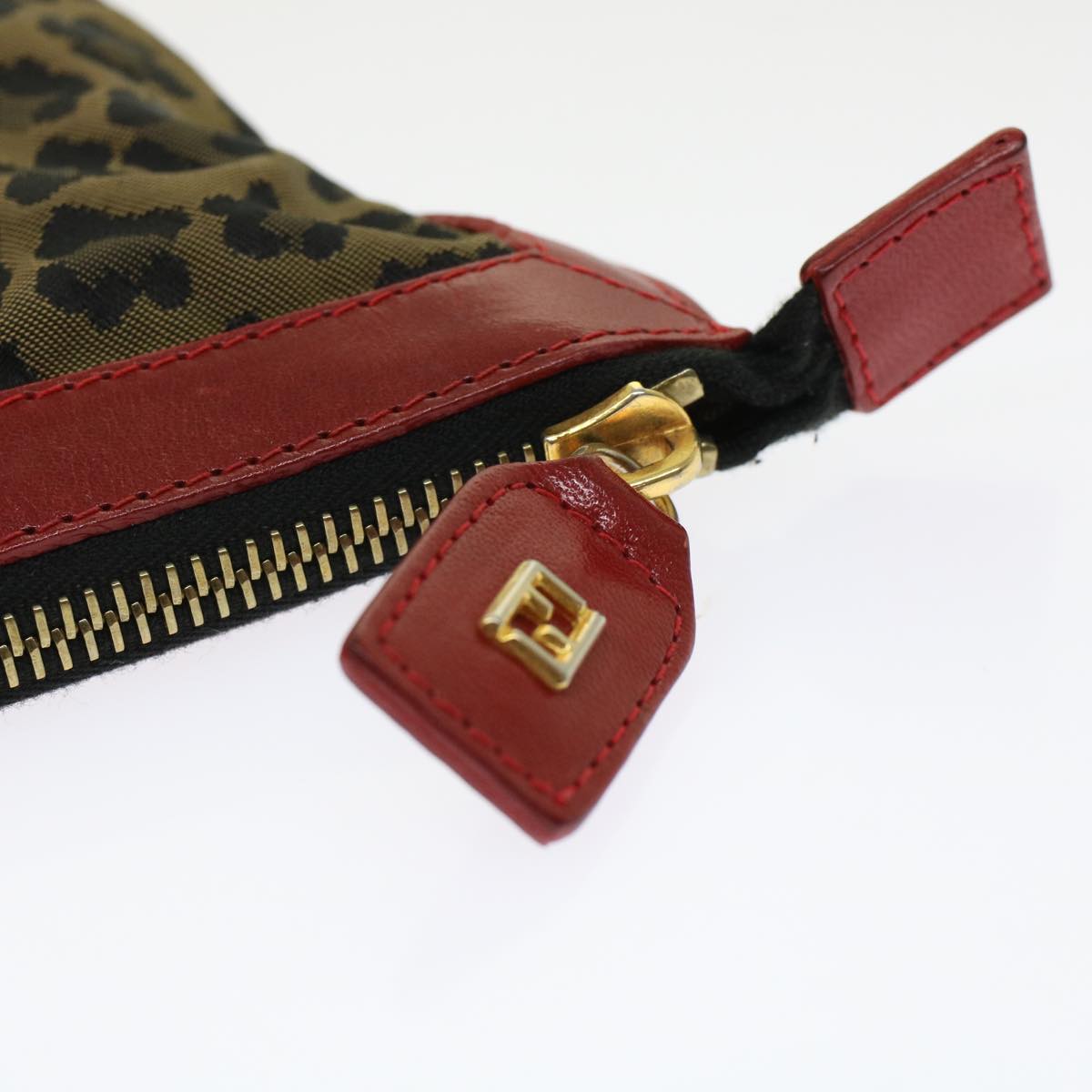 FENDI Leopard Clutch Bag Nylon Leather Black Brown Red yk7980