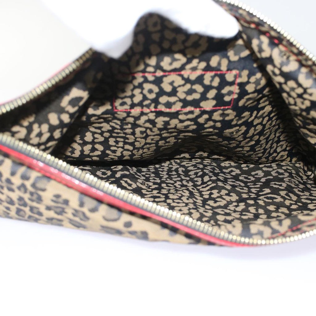 FENDI Leopard Clutch Bag Nylon Leather Black Brown Red yk7980