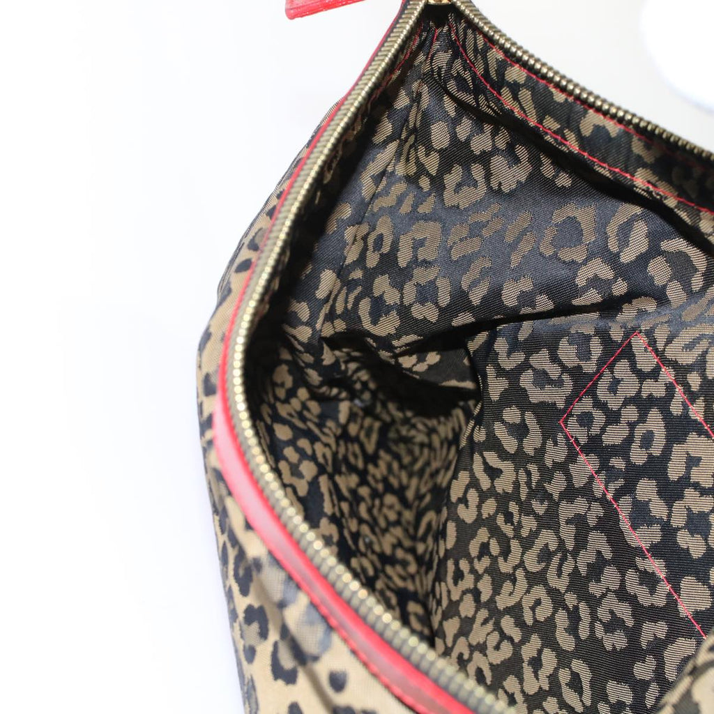 FENDI Leopard Clutch Bag Nylon Leather Black Brown Red yk7980
