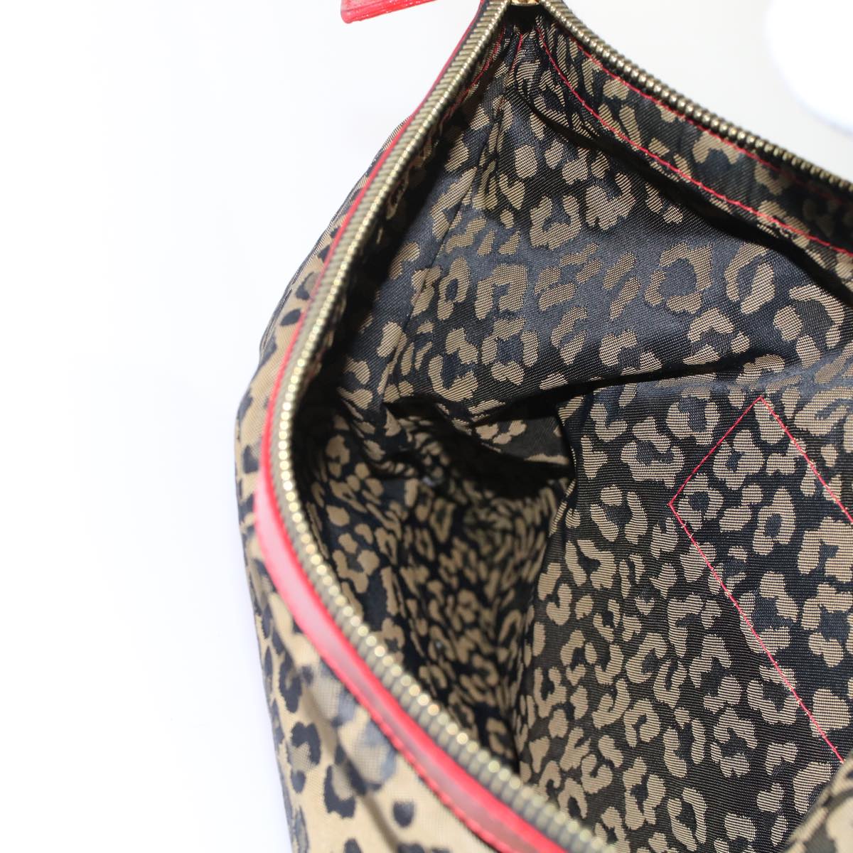 FENDI Leopard Clutch Bag Nylon Leather Black Brown Red yk7980