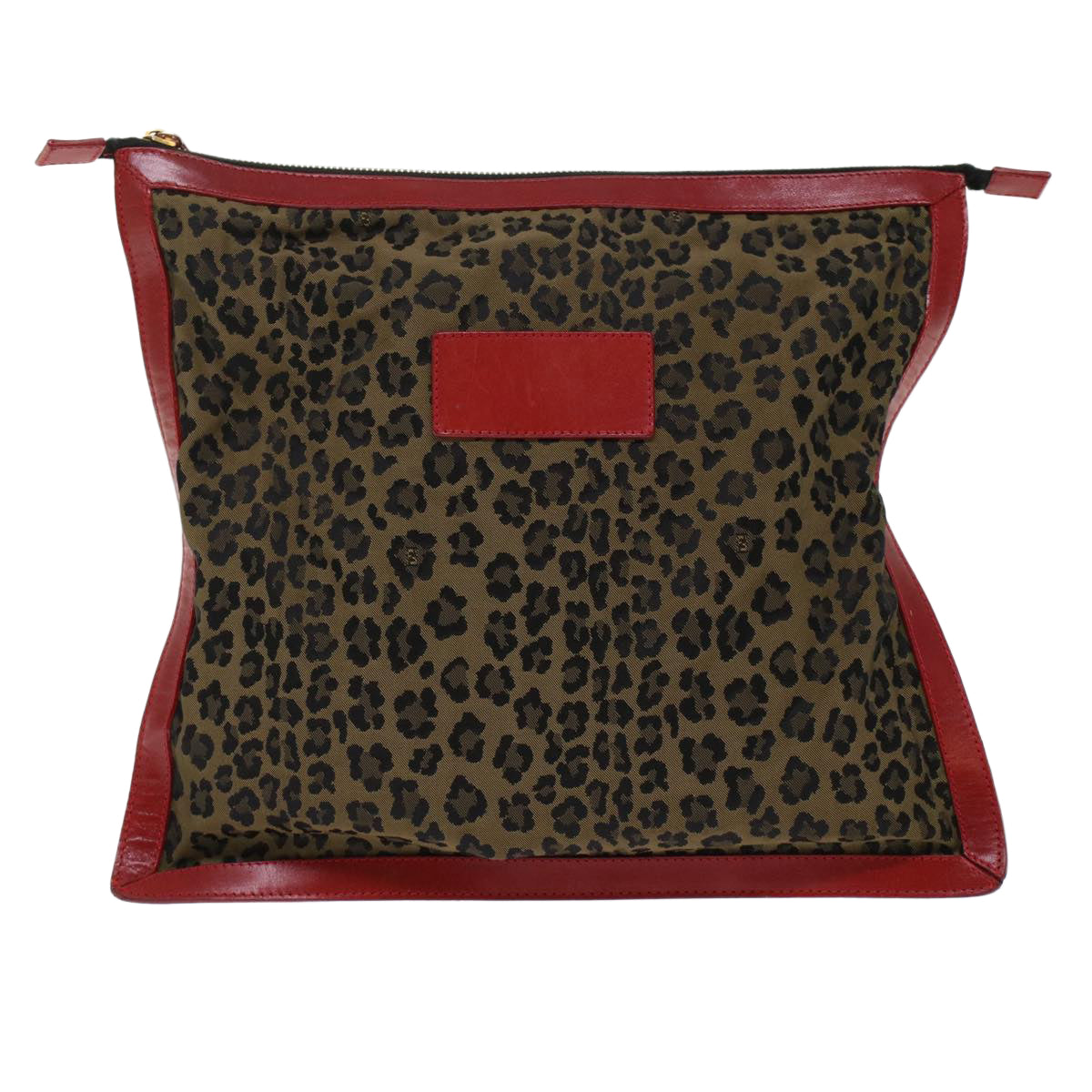FENDI Leopard Clutch Bag Nylon Leather Black Brown Red yk7980