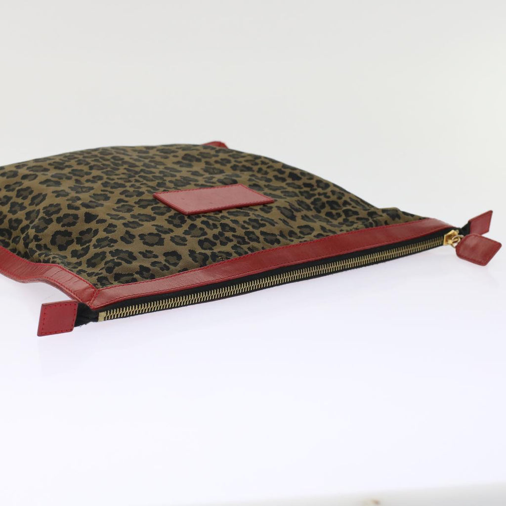 FENDI Leopard Clutch Bag Nylon Leather Black Brown Red yk7980