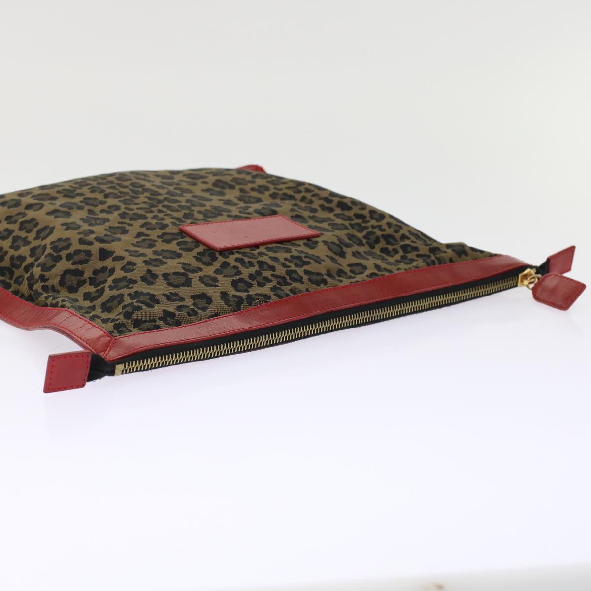 FENDI Leopard Clutch Bag Nylon Leather Black Brown Red yk7980